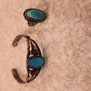Turquoise bracelet and ring set